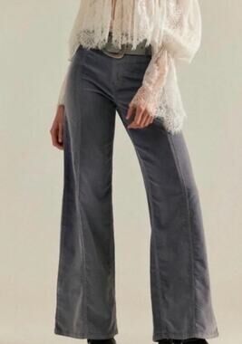 059 NWT Free People Libre Cord Wide-Leg Jeans | Mockingbird (Gray) | Size 30